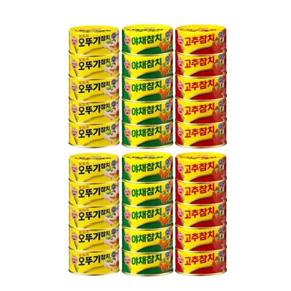 오뚜기 살코기참치 150g 10캔+야채 참치 150g 10캔+고추 참치 150g 10캔, 1세트