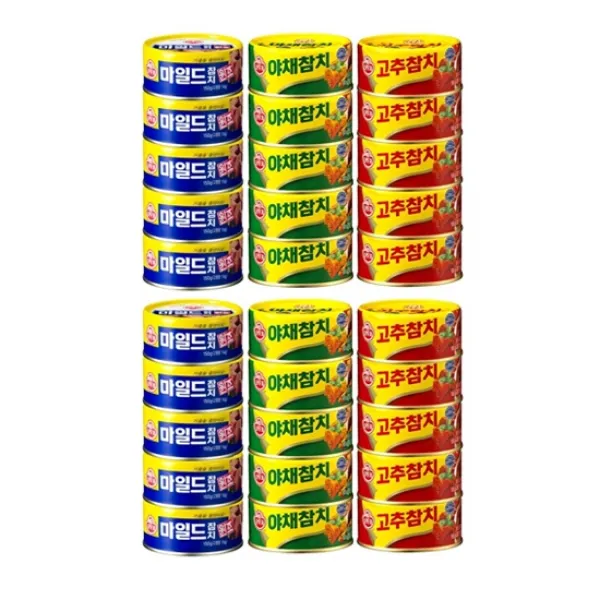 오뚜기 마일드 참치 150g 10캔+야채 참치 150g 10캔+고추 참치 150g 10캔, 1세트