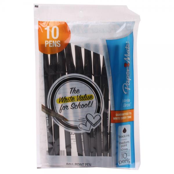페이퍼메이트 라이트 브로스 펜 1mm M, Black, 10개입