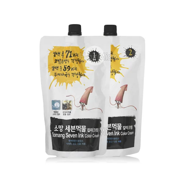 [소망] 세븐 스피드 먹물 칼라크림 1 2제 400ml /오징어먹물/새치/흰머리, 블랙, 1개