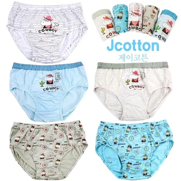 제이코튼 순면남아팬티 5매 유아팬티 초등학생팬티 카우보이남삼각 여아 팬티