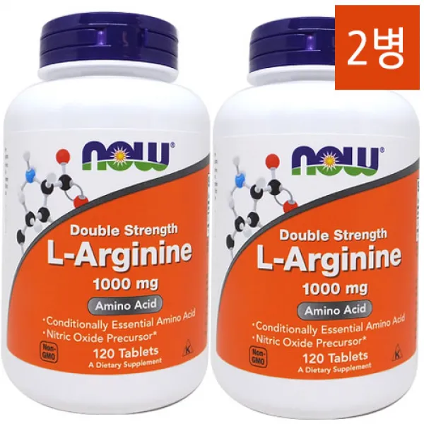 NOW Now L-Arginine 1000mg 나우 L-아르기닌 120정 2팩, 120개입, 2개