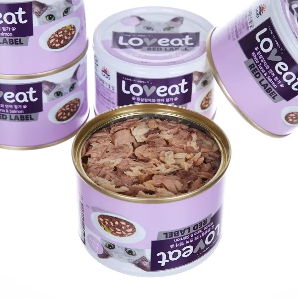 사조 러브잇 레드라벨 고양이 간식캔 160g, 흰살참치 + 훈제연어 혼합맛, 24개