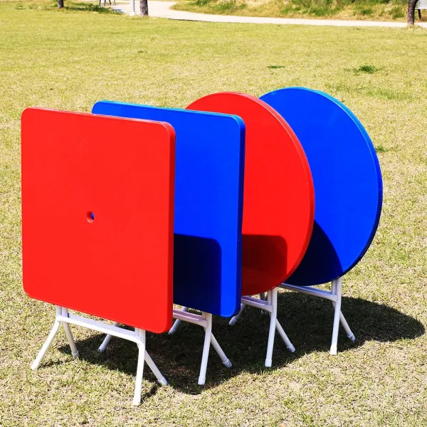 이마켓 플라스틱 폴딩 테이블 원형 블루