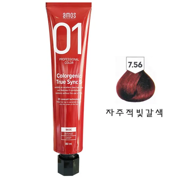 아모스 칼라제닉 트루싱크 에스 염색약, 7.56 자주적빛 갈색, 1개