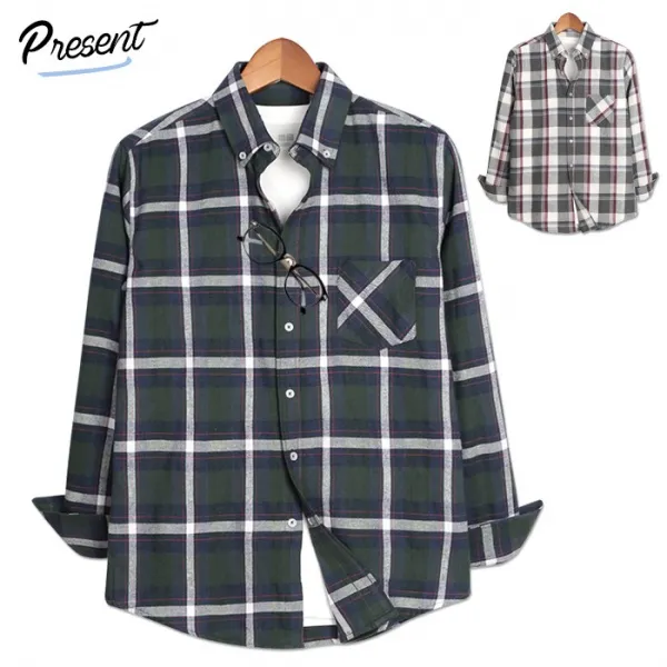 프레젠트 남성용 긴팔 체크 기모 남방 Dn710708
