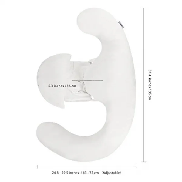 Langria 인체 공학적으로 형상화 된 산부인과 임산부 신체 베개 조정 가능한 초승달지지 쿠션 포함 37.4 X 24.8 2 단일상품