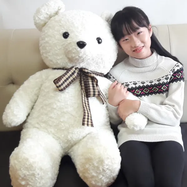 심쿵곰돌이 장미러브리본베어BIG_골드브라운 곰인형, 크림[장미원단], 스킨130[표준100]