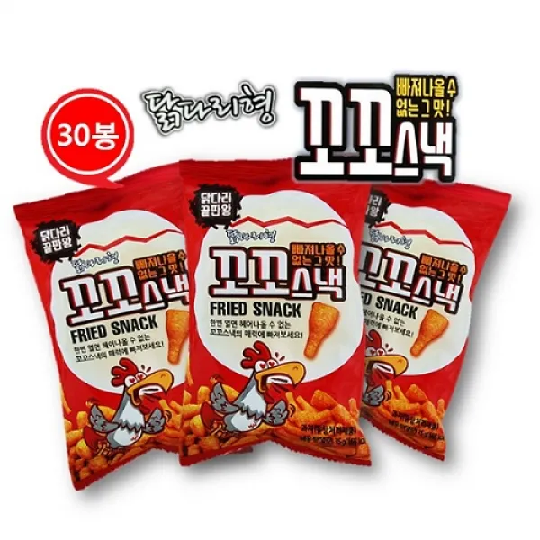 꼬꼬스낵 38gX30봉 1BOX 신흥식품 닭다리형, 38g, 30