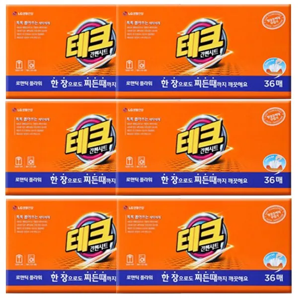 테크 간편 시트세제 로맨틱플라워향 36매입 6개