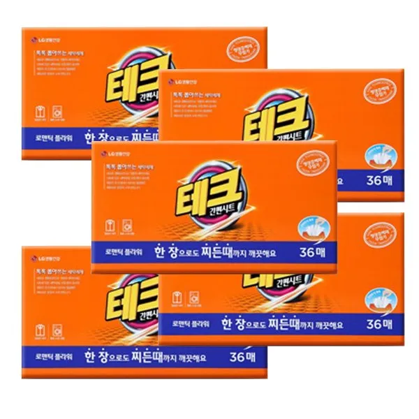 테크 간편시트 로맨틱플라워 36매, 36매입, 5개