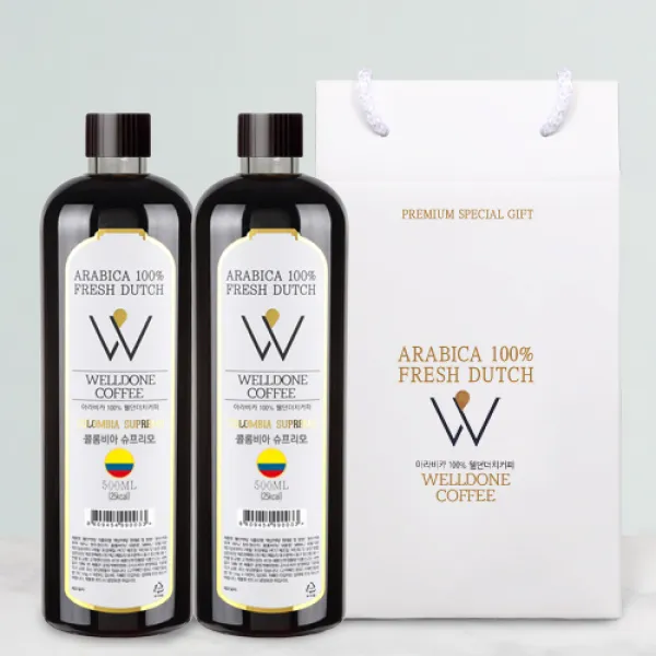웰던커피 더치커피 콜드브루 선물세트 500ml, 13_2병용선물세트 콜롬비아슈프리모+콜롬비아슈프리모