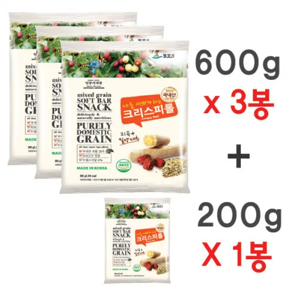 k-crispy 나를 이쁘게하는 밀양 대추 크리스피롤 600g 3봉 + 200g 1봉