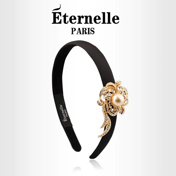 프랑스 Eternelle 잡지 기사 모자이크 크리스탈 헤어 액세서리 머리띠 여성 동백 모양의 진주 머리 장식