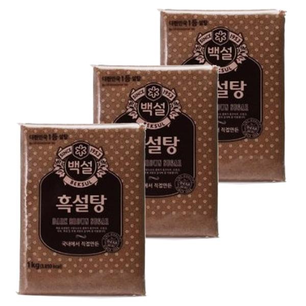 예이니식품 Cj 백설 흑설탕 3개 1kgx3개 요리슈가커피 1kg 3개