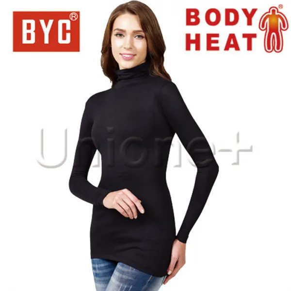 BYC여성 보디히트발열터틀넥여긴팔T4검정-3506 BYC