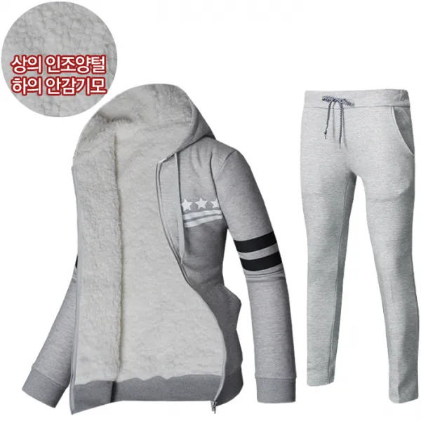 이삭 겨울 양털 기모 남성 트레이닝복 트레이닝세트 운동복 80양털 세트