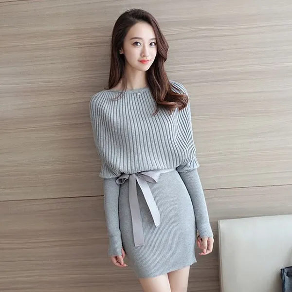 아루클럽 빅사이즈_m~xl 가오리 보트넥 원피스