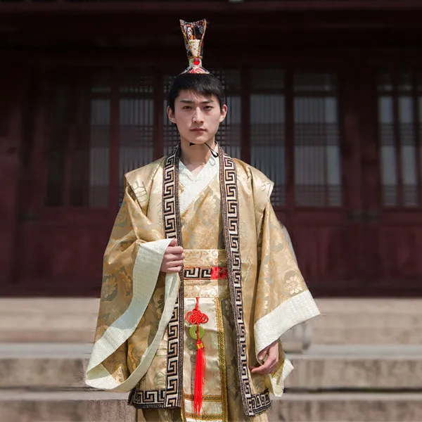 고대 중국의 의류 장관 고대 의상 의상 의상 의상 정중 한 고대 촬영 국무 장관 제갈량 황제 의상 M, 카키색의