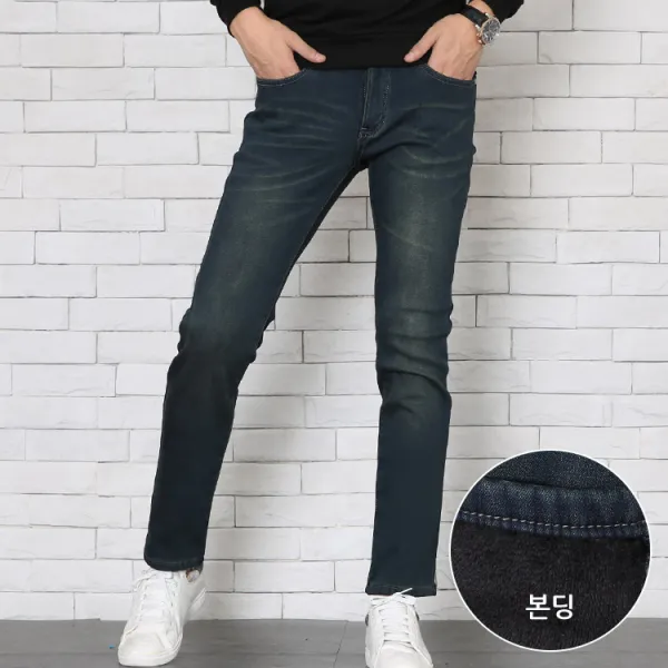 위드진 겨울용 남성 기모청바지 스판 남자본딩 D036