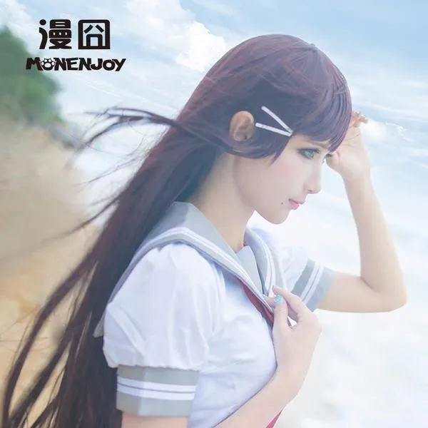 [남자] 당황 LoveLive 선샤인 '제 이야 검은 색 긴 직선 머리 가발 코스프레 복장, 새로운 유통망을 얻을 4 화이트 머리핀을 보내_한 사이즈