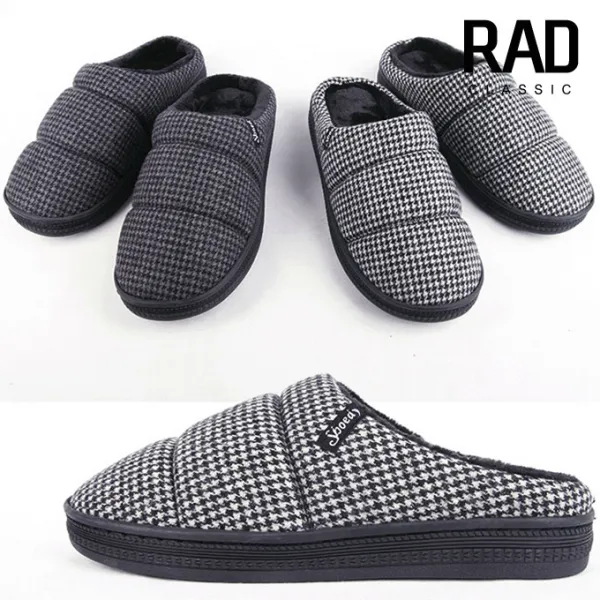RAD 남여노소 하운드체크 퍼슬리퍼, 그레이, 여성용(free)
