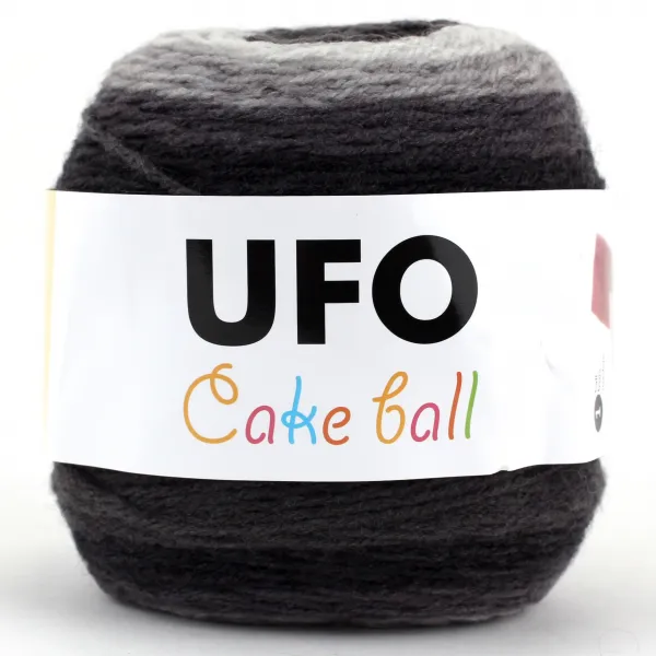 코디뜨개실 UFO 케이크볼 털실, 15 블랙그레이나염