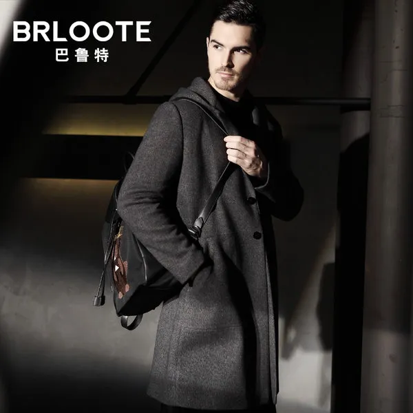 남성 패션 캐주얼 스포츠 용 재킷의 일종 겨울 코트의 Brloote / 발룻 남성 후드 모직 코트 긴 섹션