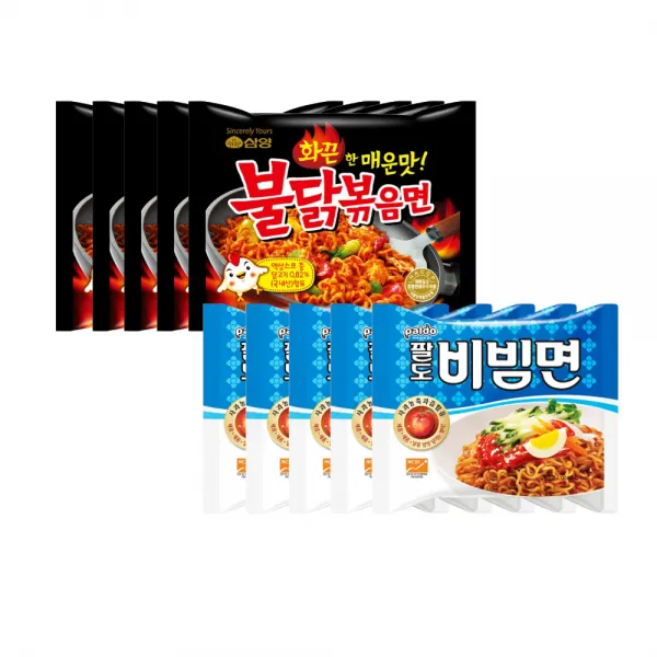 봉지 팔도비빔면 5개 + 봉지 삼양불닭볶음면 5개 1세트
