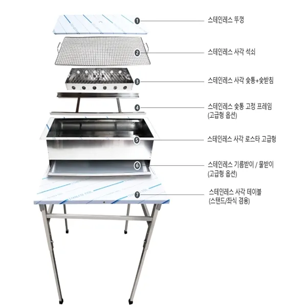 석쇠공장 3013 사각 로스타 테이블 그릴 숯불구이 석쇠