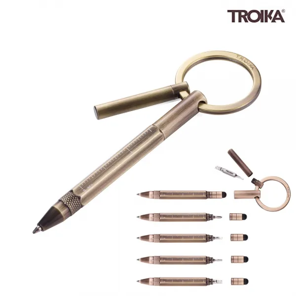 TROIKA MICRO CONSTRUCTION PRO 멀티태스킹 미니볼펜 키홀더 엔틱골드 (KYP26AG), 단일색상