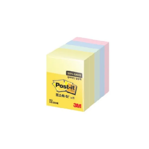  972143 3m 포스트잇 653 5a 알뜰팩 5138mm 500매 접착메모지 컬러포스트잇 점착식메모지 컬러메모지