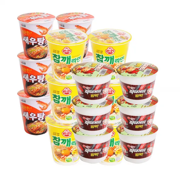농심 새우탕 소컵 6개 + 오뚜기 참깨라면 소컵 6개 + 농심 짜파게티범벅 6개, 18개