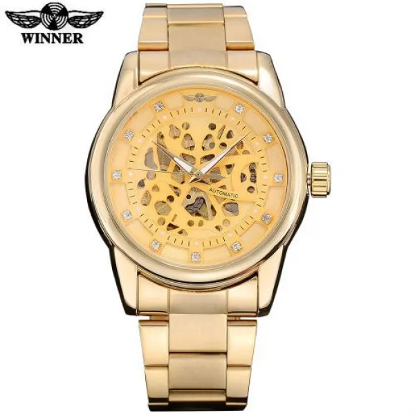 [해외] WINNER men fashion luxury mechanical watches steel band gold