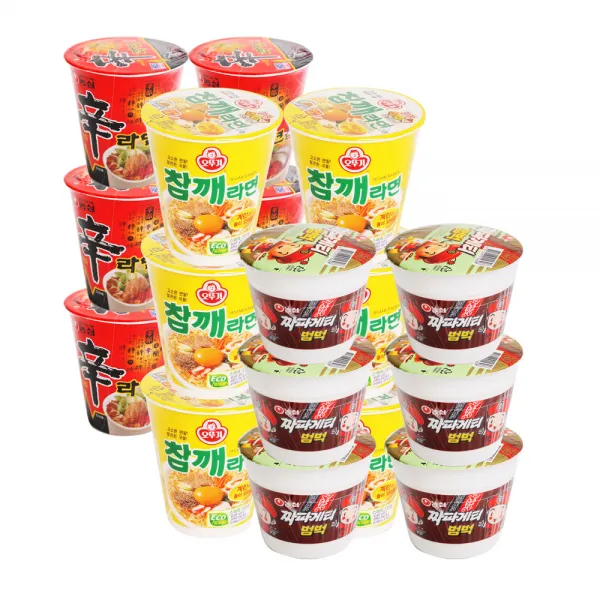 농심 신라면 소컵 6개 + 오뚜기 참깨라면 소컵 6개 + 농심 짜파게티 범벅 6개, 18개입