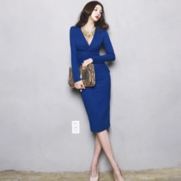 오시온다 섹시브이넥 뒷트임 모델핏원피스 가을겨울183