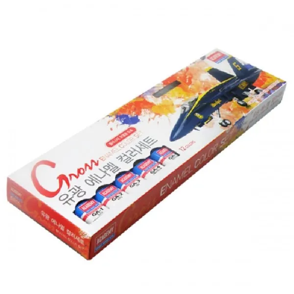 (BAC00018) 유광 에나멜칼라 12색세트 붓포함 모형도, 본상품선택 1개