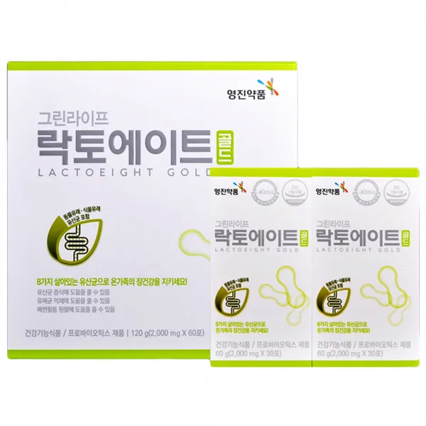영진 락토에이트골드 60포(황사마스크증정) 분말타입 아이들이 좋아하는 맛 프로바이오틱스 생 유산균 변비해소 다이어트, 1개