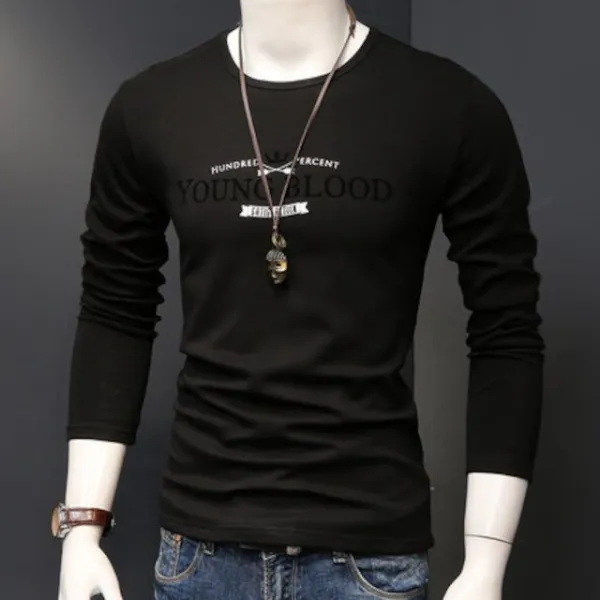 바람둥이 남자의 긴 소매 티셔츠 겨울 플러스 벨벳 두꺼운 라운드 넥 셔츠면 탑 셔츠 따뜻한 탑스, 빨간색