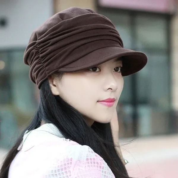 （해외직배송)가을 겨울 면직 한 사이즈 모자 주름있는 야구캡 베레모