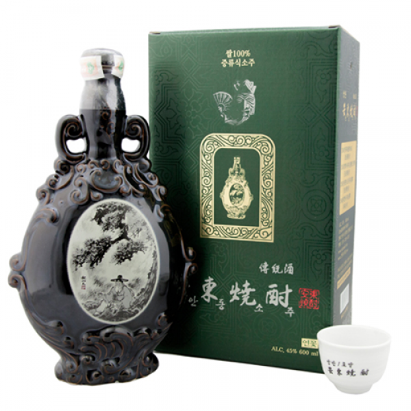 양반 안동소주 5년산 전통주 연꽃 흑자 45도 600ml 잔1, 1개