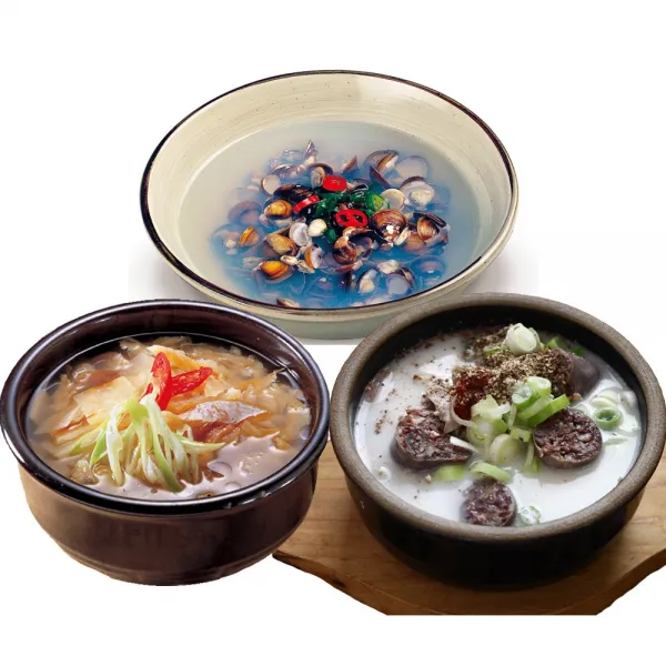 3품목6봉 재첩국2 황태해장국2 순대국2 총6봉, 516g, 6봉