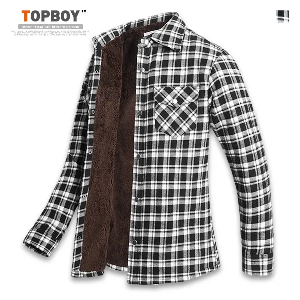 TOPBOY 블랙 마드라스 체크 양털 긴팔셔츠 (SCC1908PT)
