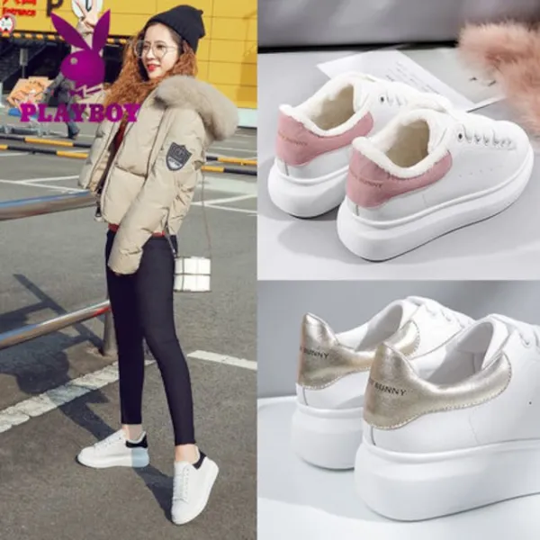 바람둥이 여자 구두 증가 McQueen 2018 흰 신발 새로운 가을 겨울 여성 플러스 벨벳 야생 한국 신발