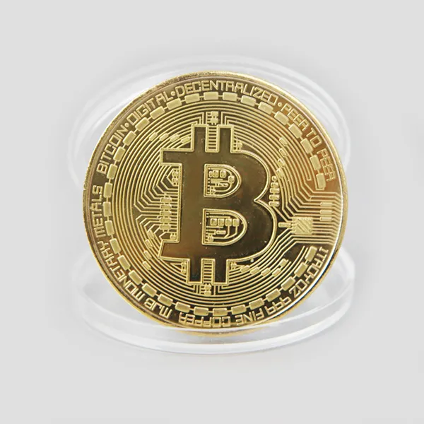 FROMb WALLET 럭키 비트코인 금속 기념주화 기념품 아크릴케이스 개별포장, 0588.비트코인 기념주화 / 골드