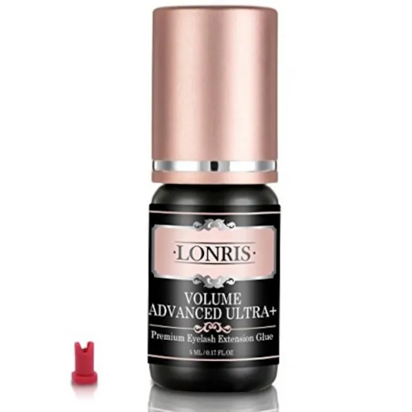 가장 강력한 전문 개별 속눈썹 확장 접착제 5 ml | Lonris Extra Strong 반 영구적 인 검은 점착성 속눈썹 접착 용품, 단일상품