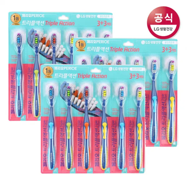 페리오 트리플액션 칫솔 부드러운모 6입x3개, 18입