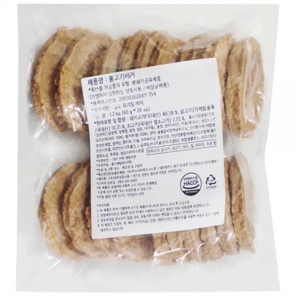 성원 불고기버거 패티 기타돼지고기가공육, 1.2kg, 1개