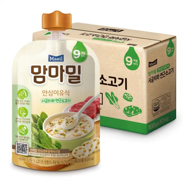 Z.look 맘마밀 안심이유식 9개월 5팩 구성 5봉 시금치연근소고기