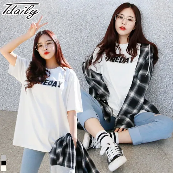 티데일리 원데이 오버핏 반팔 티셔츠